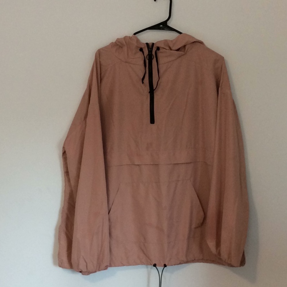 Light pink light weight hooded jacket